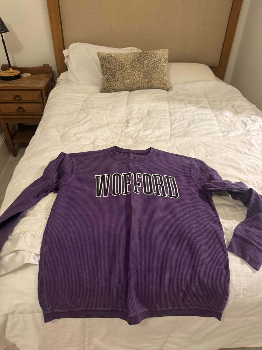 Wofford Purple Ribbed Long Sleeve Crewneck